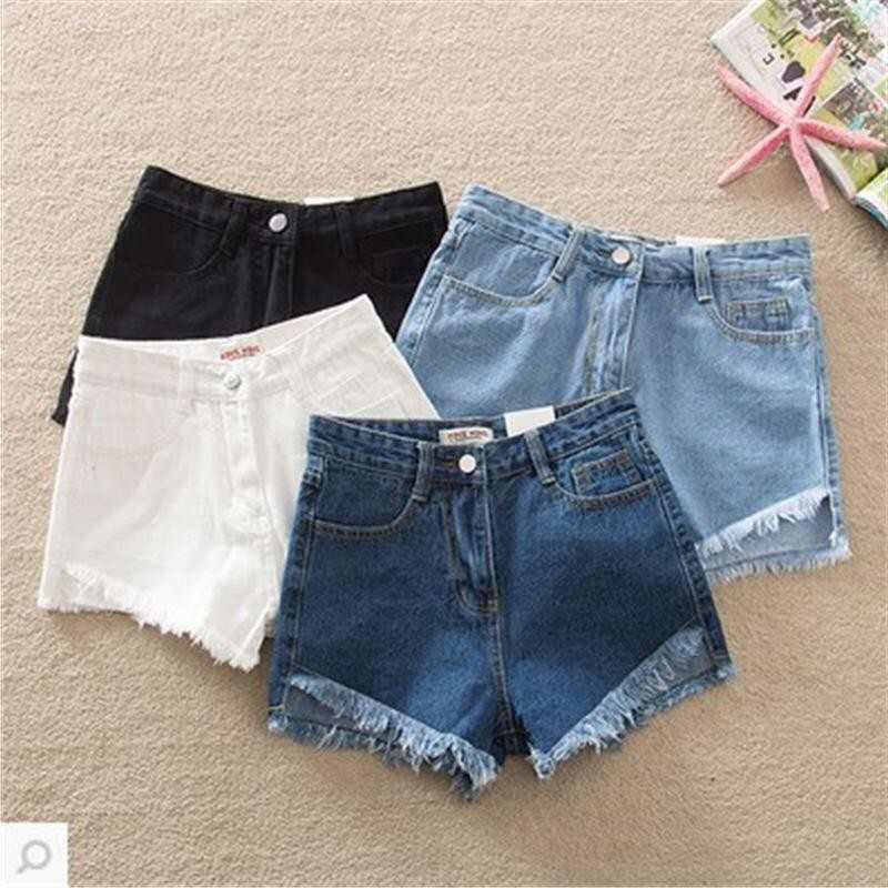 high waisted blue jean shorts