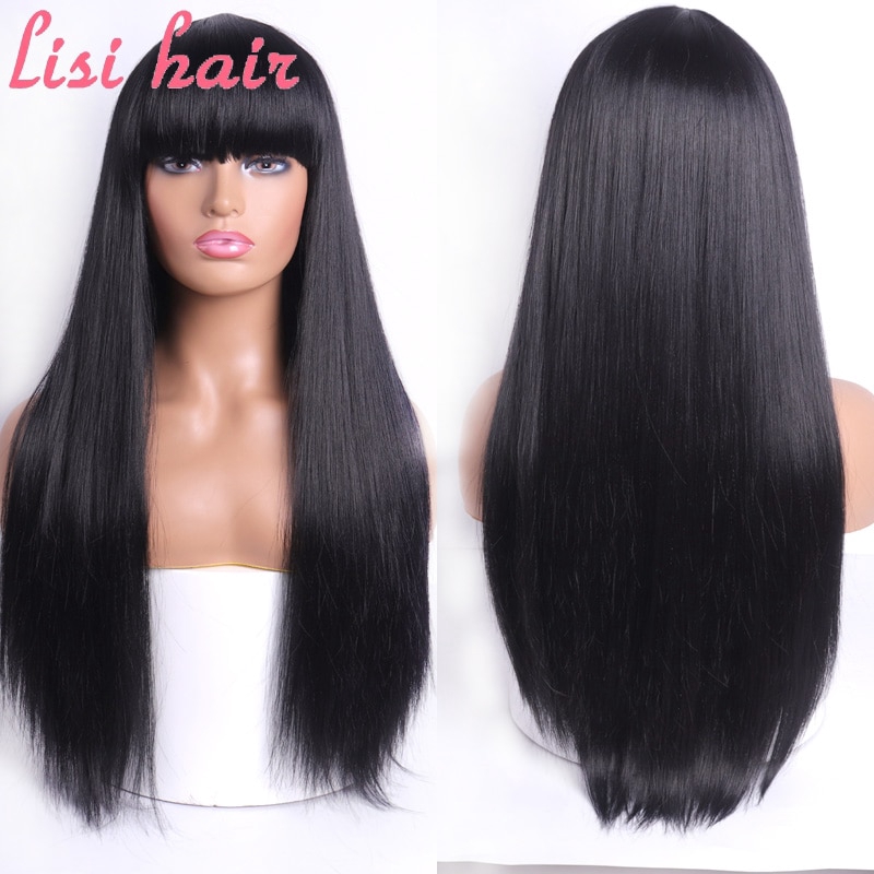 straight wig with bangs