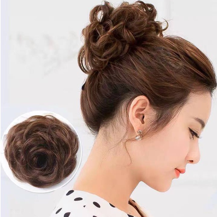 Synthetic Women Hair Pony Tail Hair Extension Bun Hairpiece Scrunchie  Elastic Wedding Wave Curly | Shopee Philippines