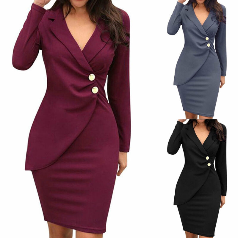 long sleeve office dress