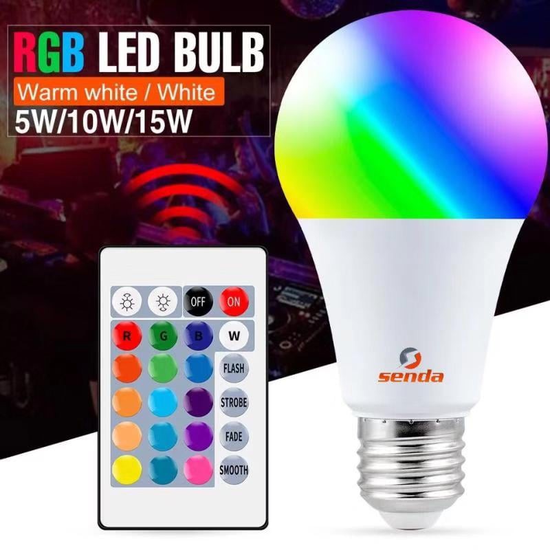 SENDA 5W 10W 15W LED RGB Bulb Remote Control Light Color Changing Colorful Bulb Lamp 110V 220V