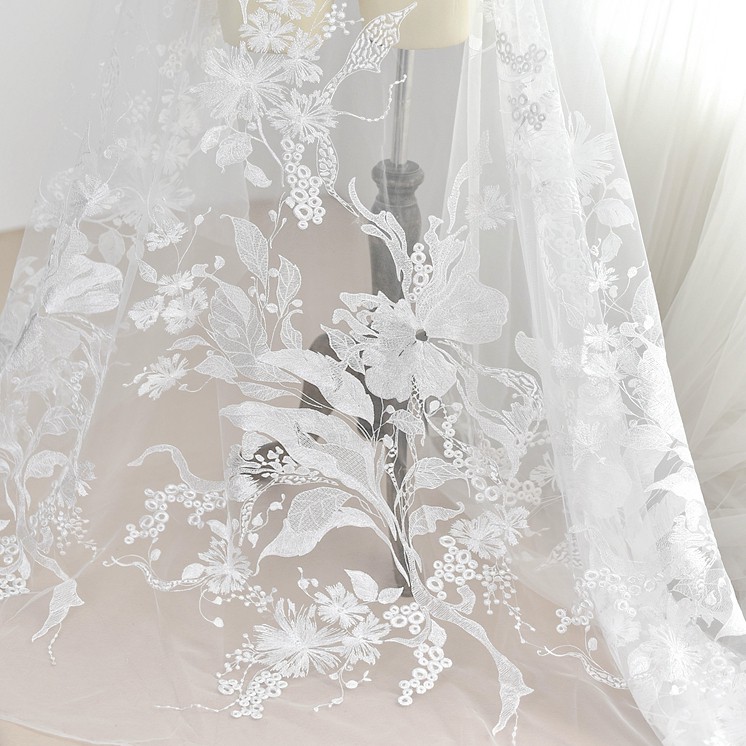 Stock Oversized Lace Fabric Wedding Dress Vintage Lace Fab