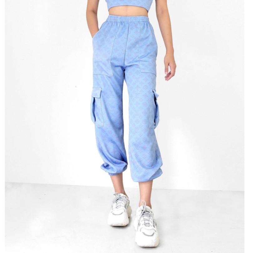blue cargo sweatpants