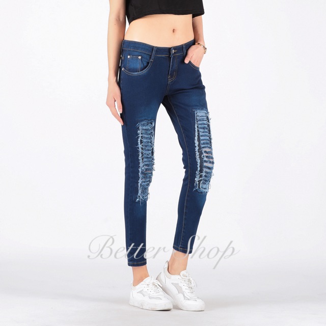 blue denim jeans ripped