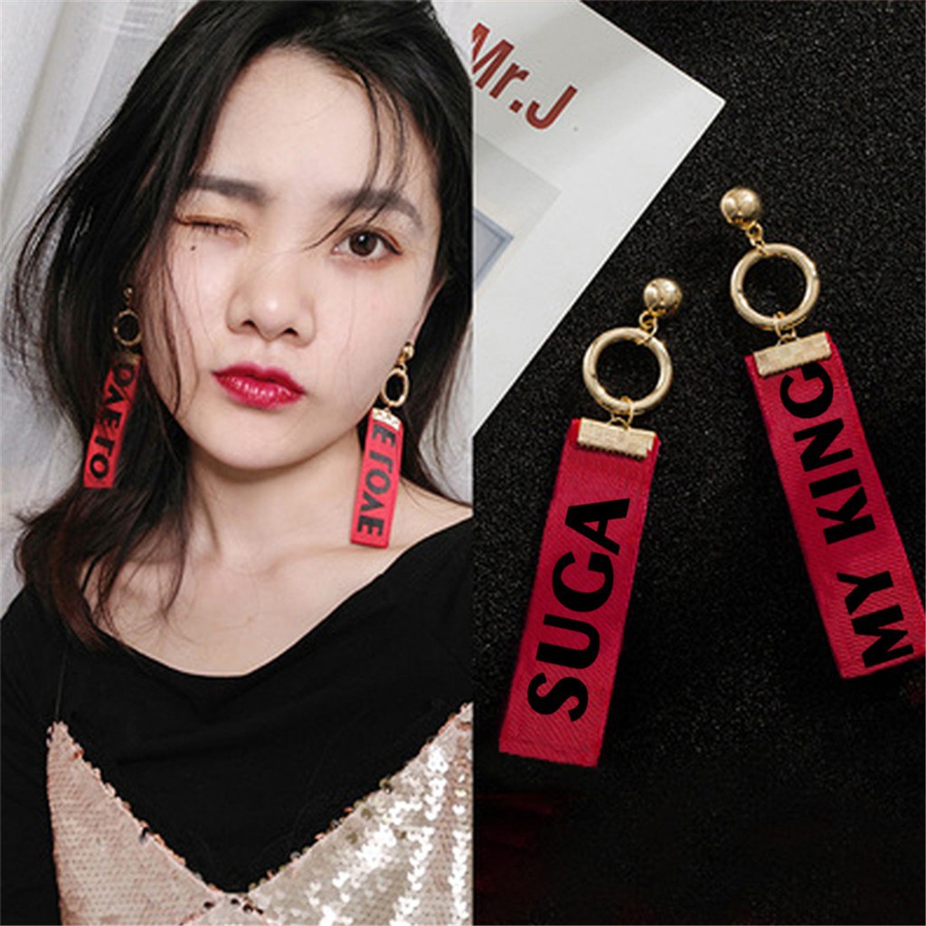 1 Pair Kpop Bts Name Earrings Bangtan Boys My King Satin Earrings Shopee Philippines