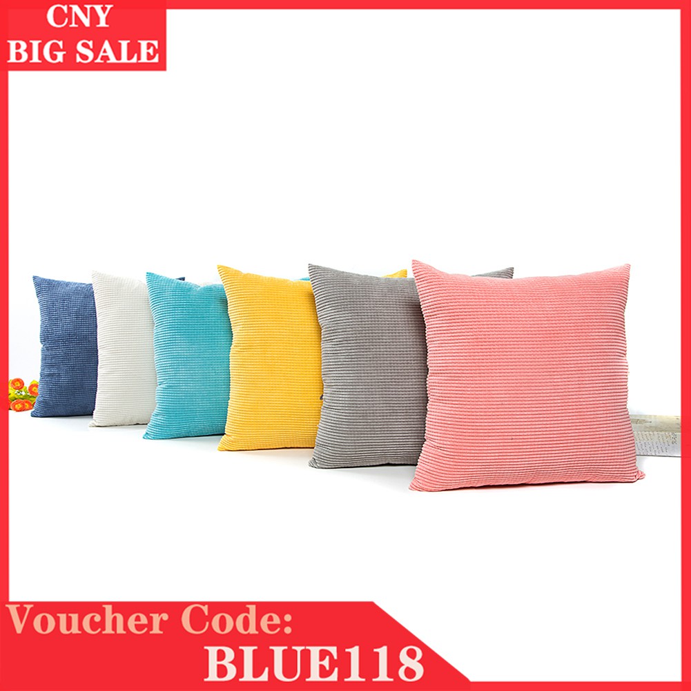 Simple Solid Color Comfortable Corduroy Decorative Square Throw
