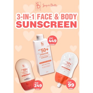 ORIGINAL 3in1 Face & Body Sunscreen by Sugar Dolls Sugardolls 3-in-1 Face and body Sun screen