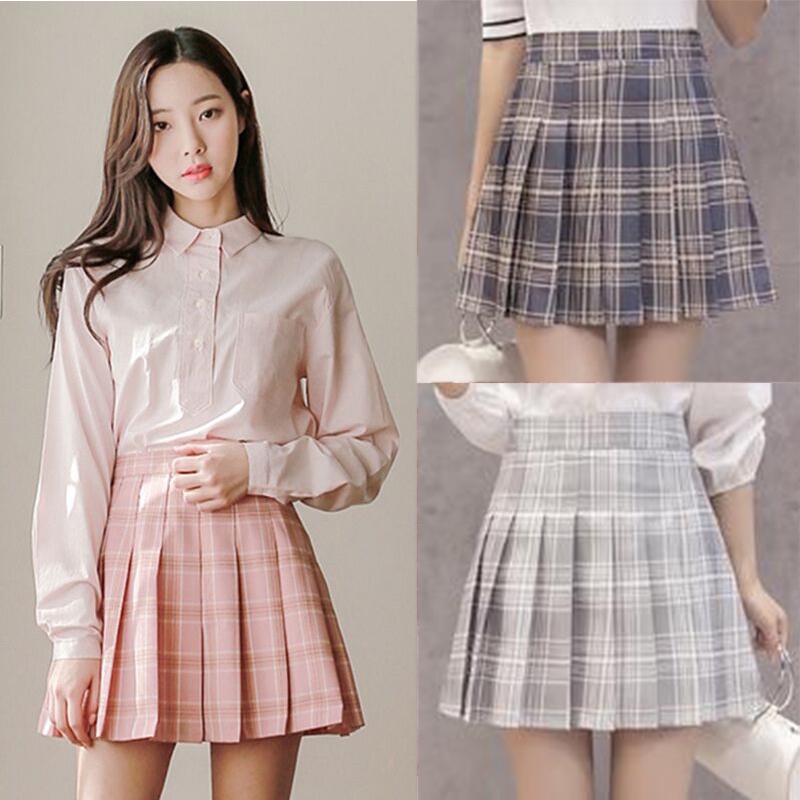 Plaid Pleated Skirt New Half-length 