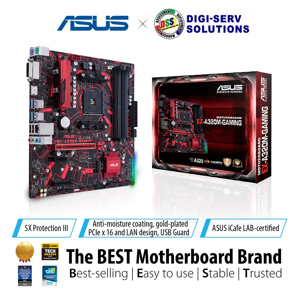Asus EXA320MGAMING AMD A320 Chipset MicroATX Gaming Motherboard with