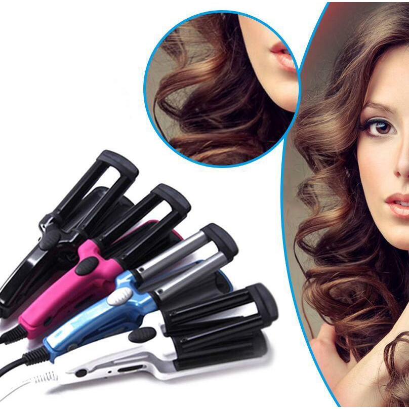 3 Barrel Ceramic Hair Crimper Curler Curling Iron Tong Waving Wand