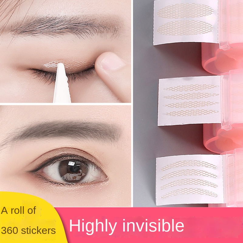 Reel double eyelid paste gluefree perl lace mesh na higante ng eyelid