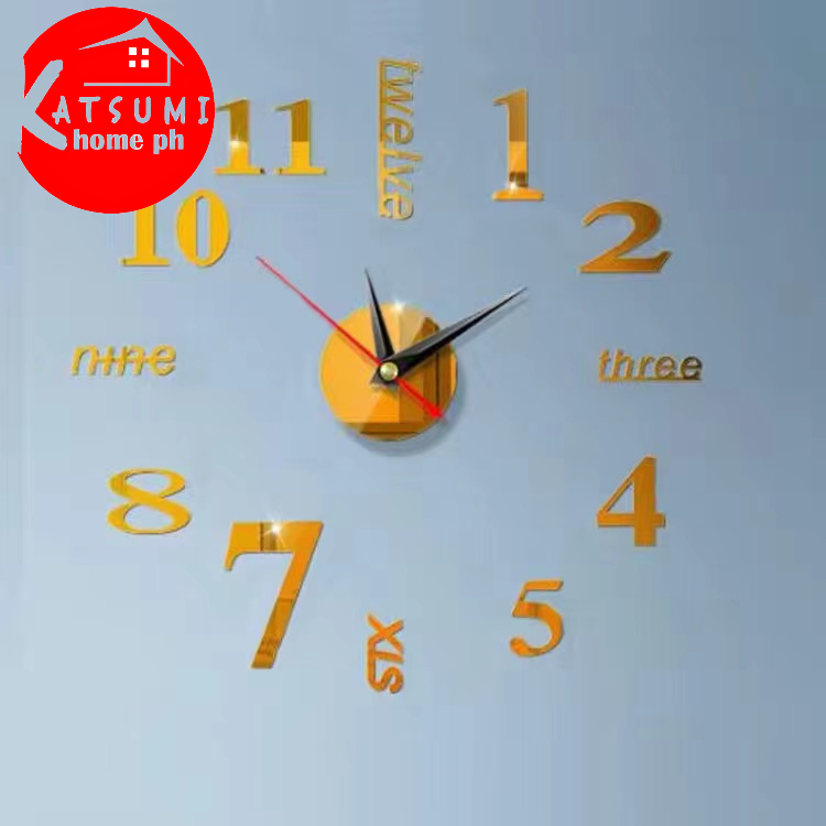 Mirror DIY Large Wall Clock ,DIY Wall Clock 3D Mirror Sticker Metal