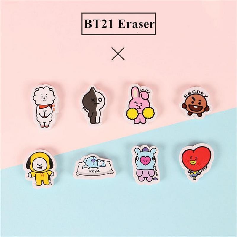 Kpop BTS BT21 Cartoon Rubber Pecil Eraser Korean Stationery | Shopee ...