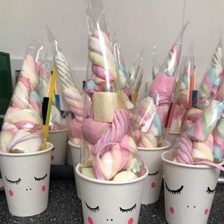 50pcs Plastic Gift Cookie Bag Unicorn Party Paper Popcorn Box Candy Bags Gift Box Rainbow Cake Toppe #2