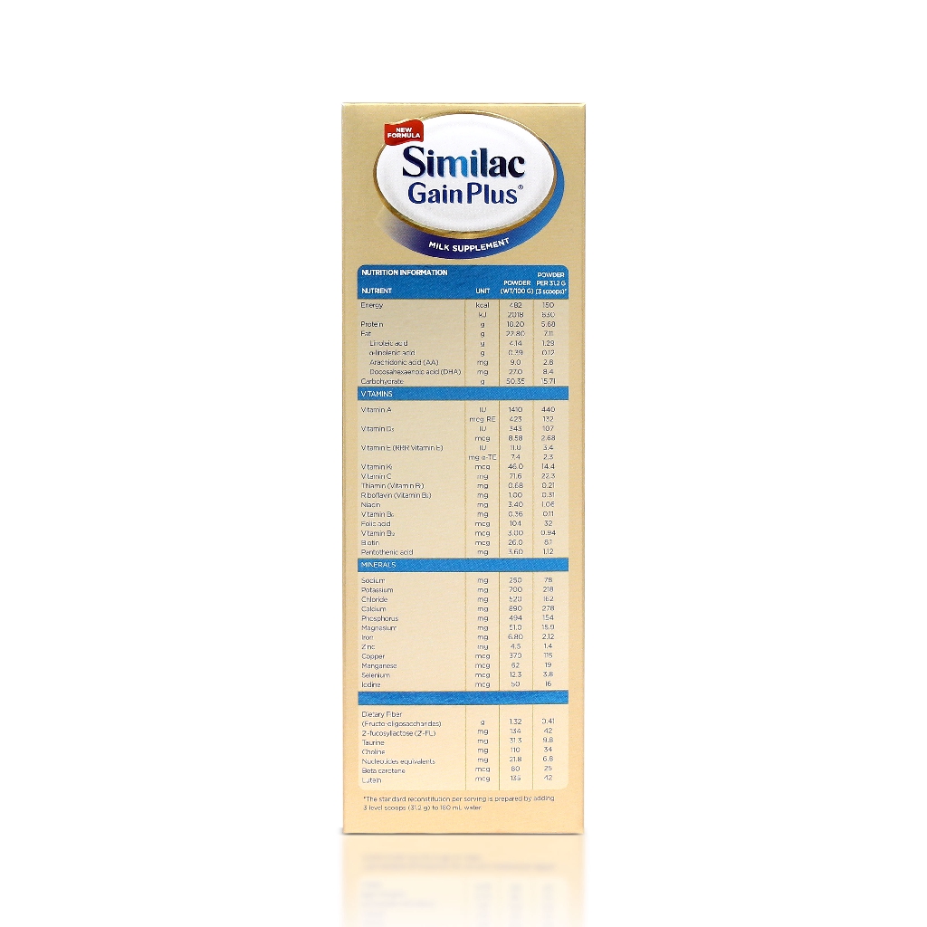 similac gain plus nutrition facts