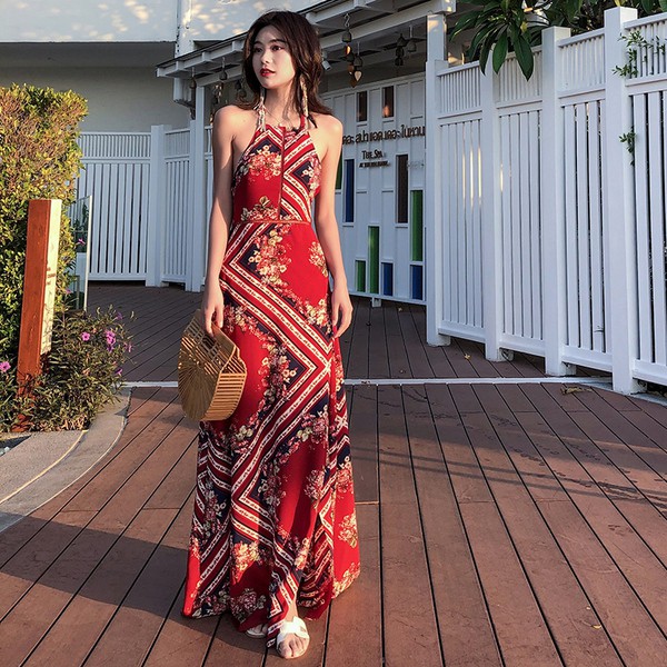 red maxi dress off the shoulder