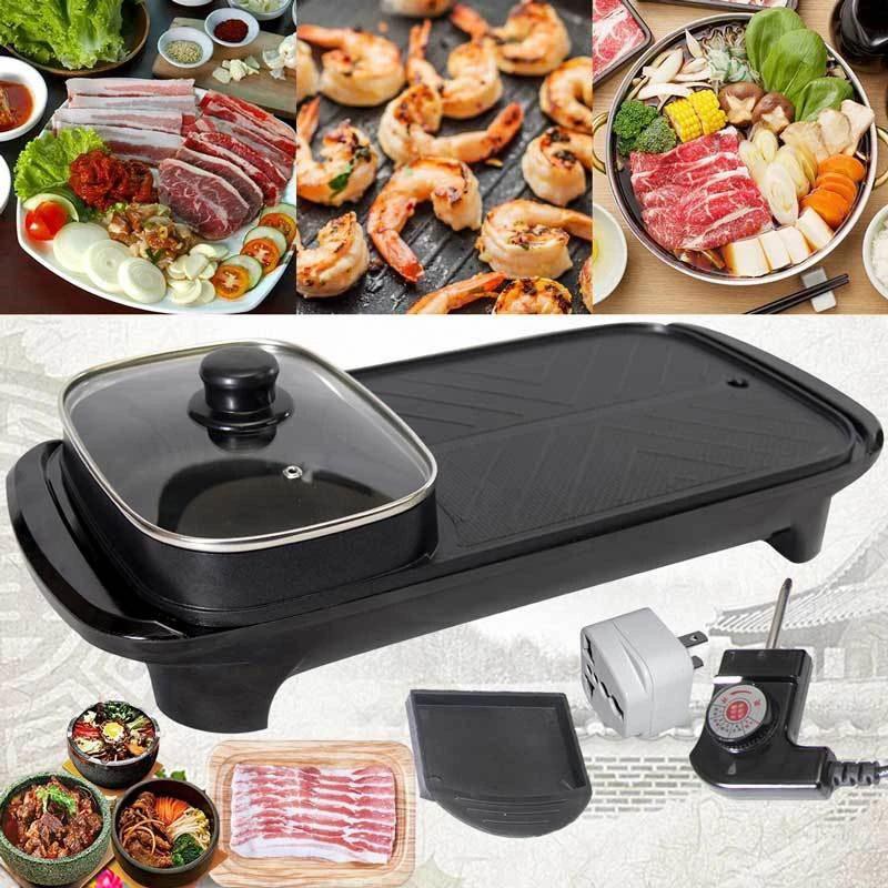 COD Samgyupsal Cooking 2 IN 1 Electric BBQ Grill With Hotpot Shopee