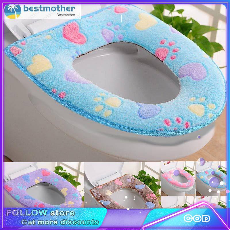 beatmother Bathroom Seats Warmer Toilet Seat Cloth Closestool Washable Lid Top Cover Pad