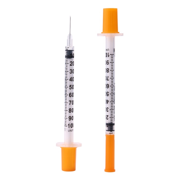 ▼{Negotiable price}1ml Disposable plastic sterile Insulin syringe Orange Cap Plastic Liquid Dispense #4