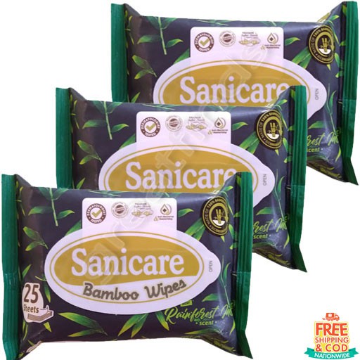 Cod Set Of 3 Sanicare Bamboo Natural Wipes 25 S Shopee Philippines