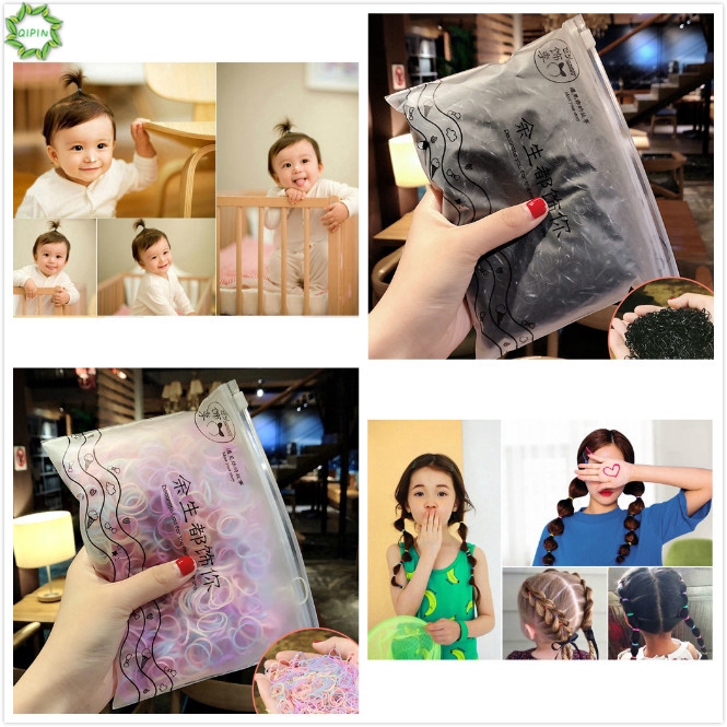 Cod Qipin 2500PCS Korean Color Hair Band Rubber Band Hair Ring Children Disposable Rubber Band Hair Accessories