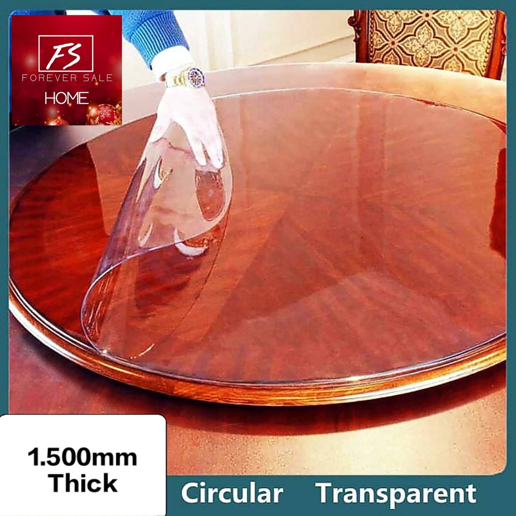 [122cm Round] 1.500mm THICK PVC Soft Glass Table Protector Clear