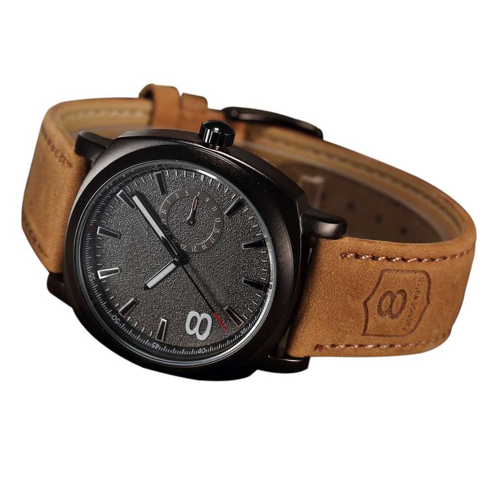 leather analog wrist watch