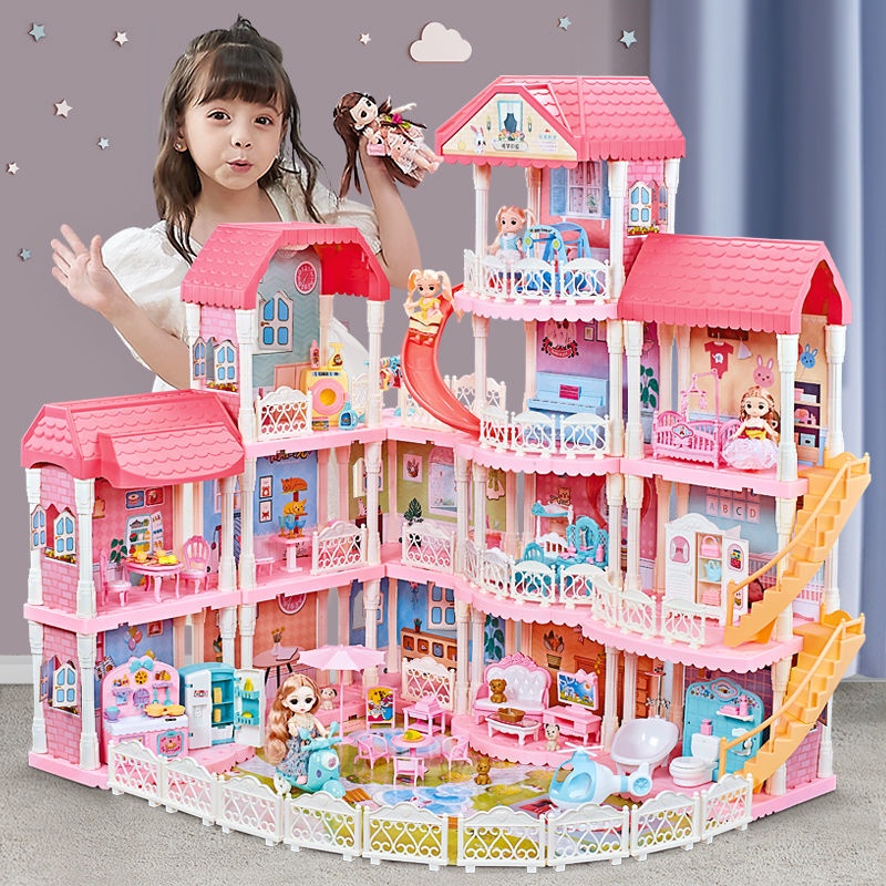 ☜○Children s play house assembled doll house villa Barbie doll set princess  castle simulation house | Shopee Philippines