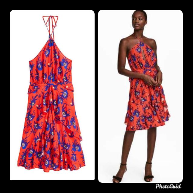 h&m floral red dress
