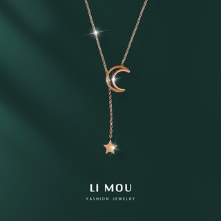 [LIMOU] Titanium Steel Non-Fading Clavicle Chain, Elegant Star Moon Necklace, Sweet Fashionable All-Match Accessories