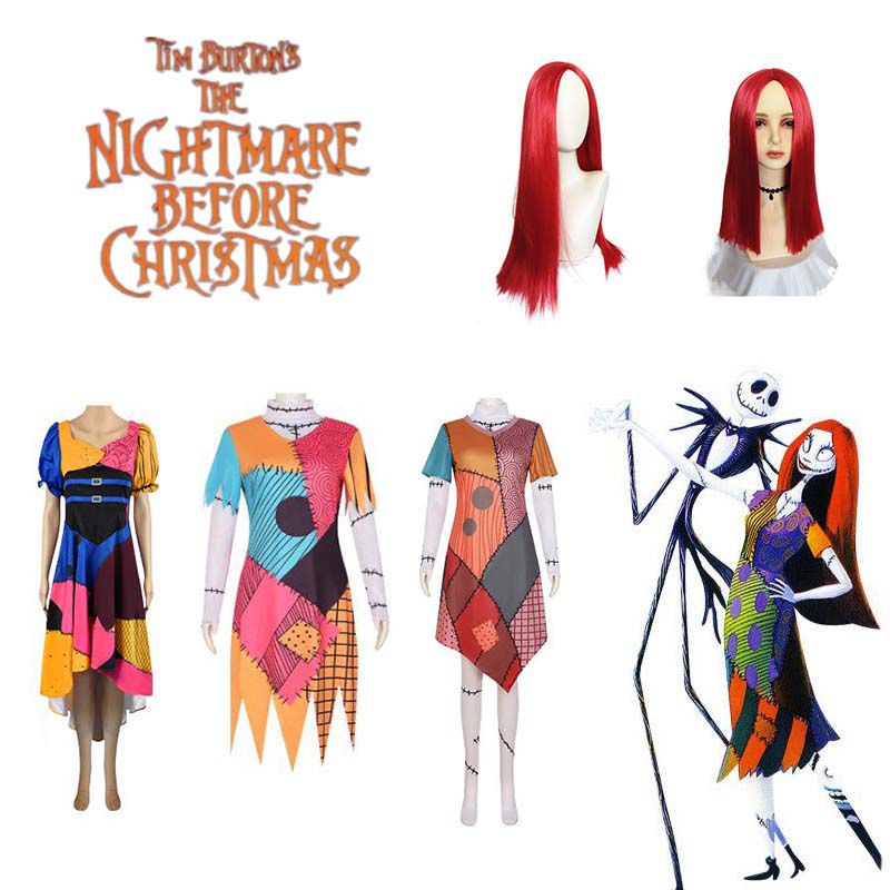 Shyhand Sally Costume For Girls - Nightmare Before Christmas Dress & Wig Set (Ages 3-12)