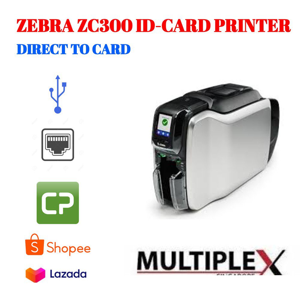 Zebra printer ZC300 Series SingleSided ID card printer (with CardPresso software) Shopee