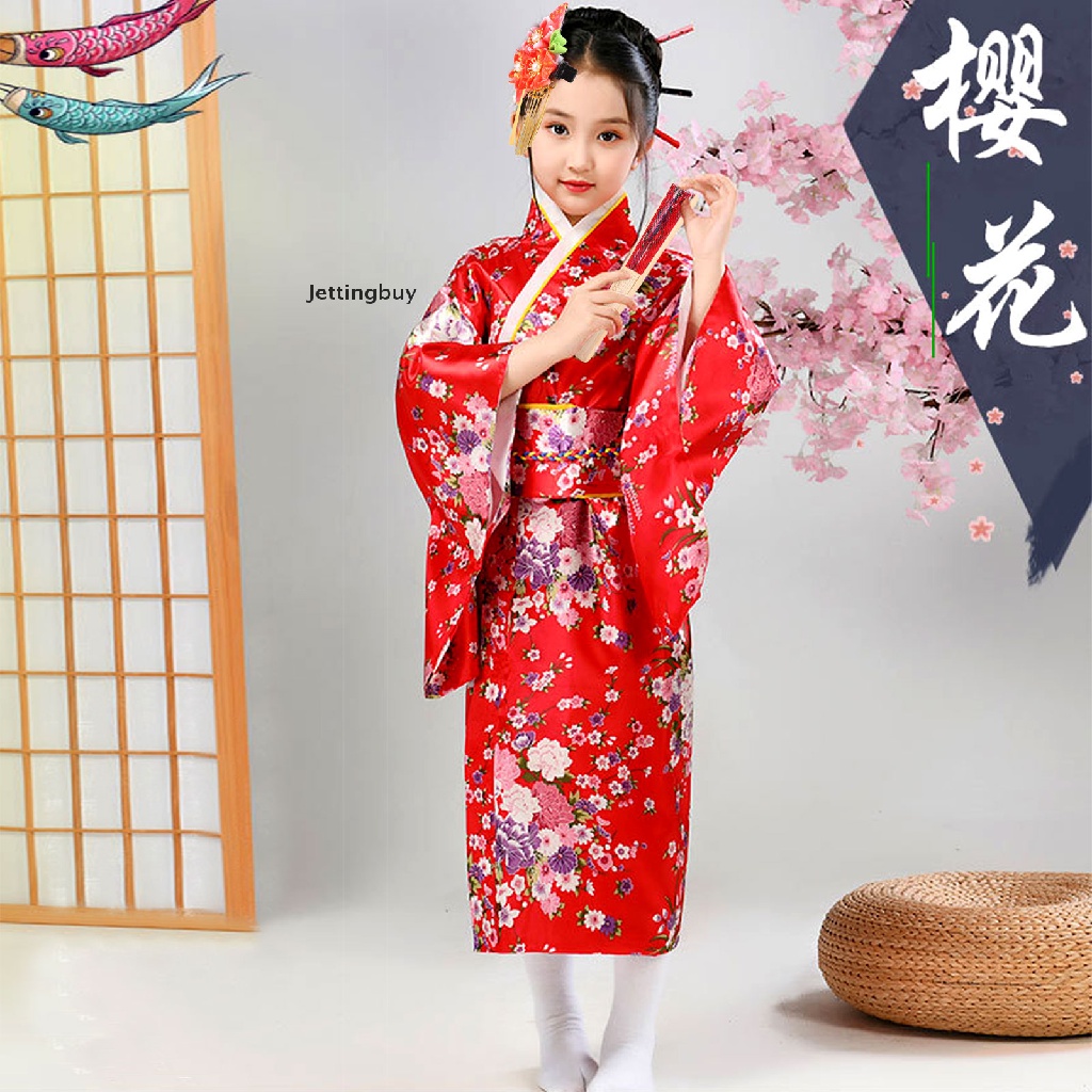 JTPH Japanese Traditional Dress Kimono Robe for Kids Girls Costume JTT