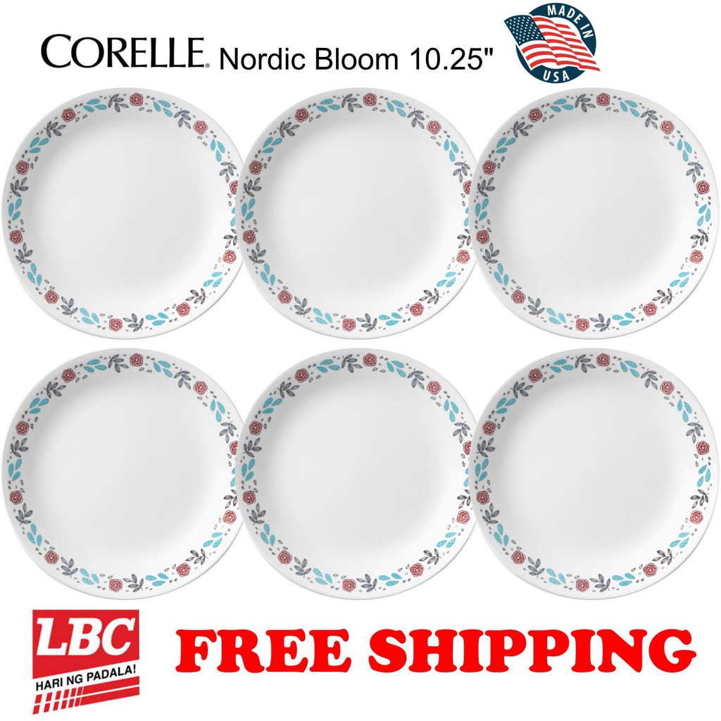on hand Free Shipping corelle nordic bloom red 6PCS dinner plate set 10