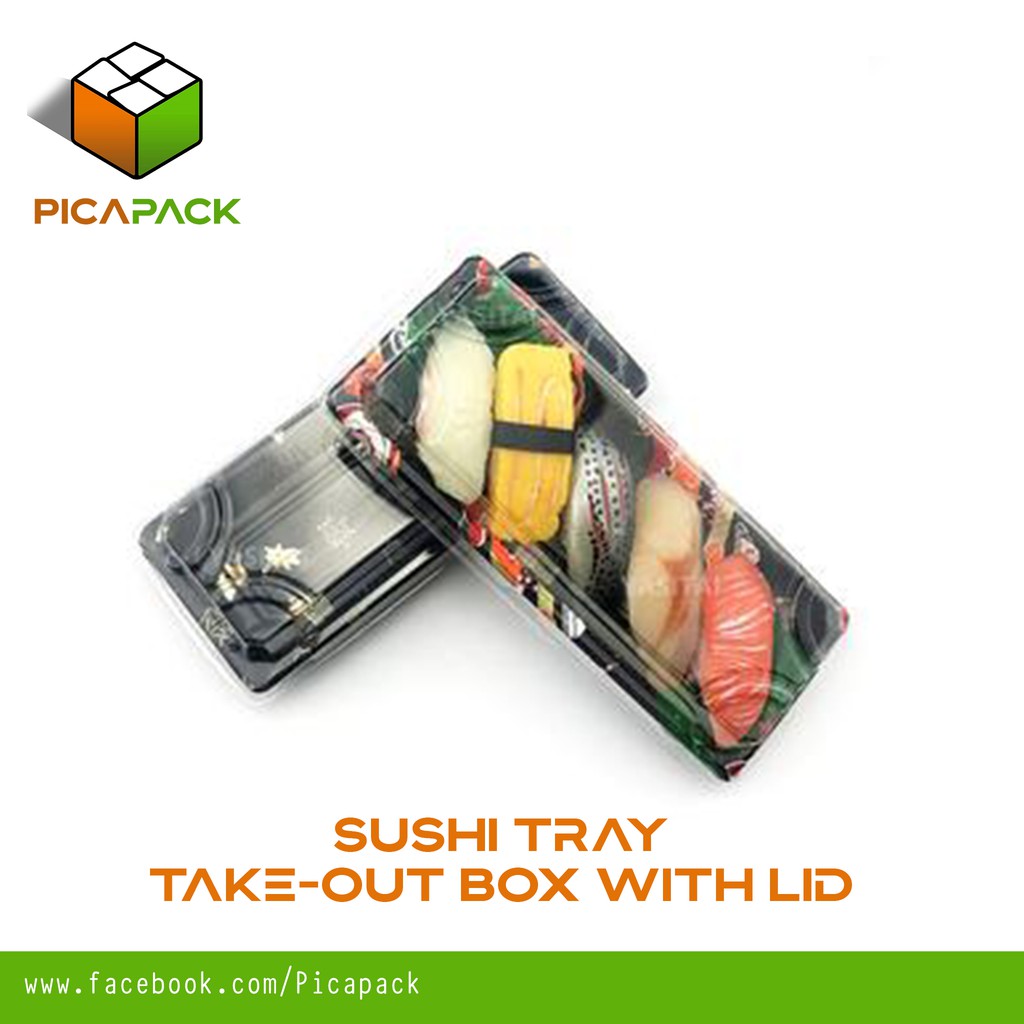 50 Pcs Sushi Tray Sushi Box, Japanese Takeout Box with Lid, Dimsum Box
