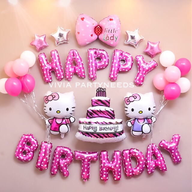 hello kitty happy birthday foil letter balloon set shopee philippines