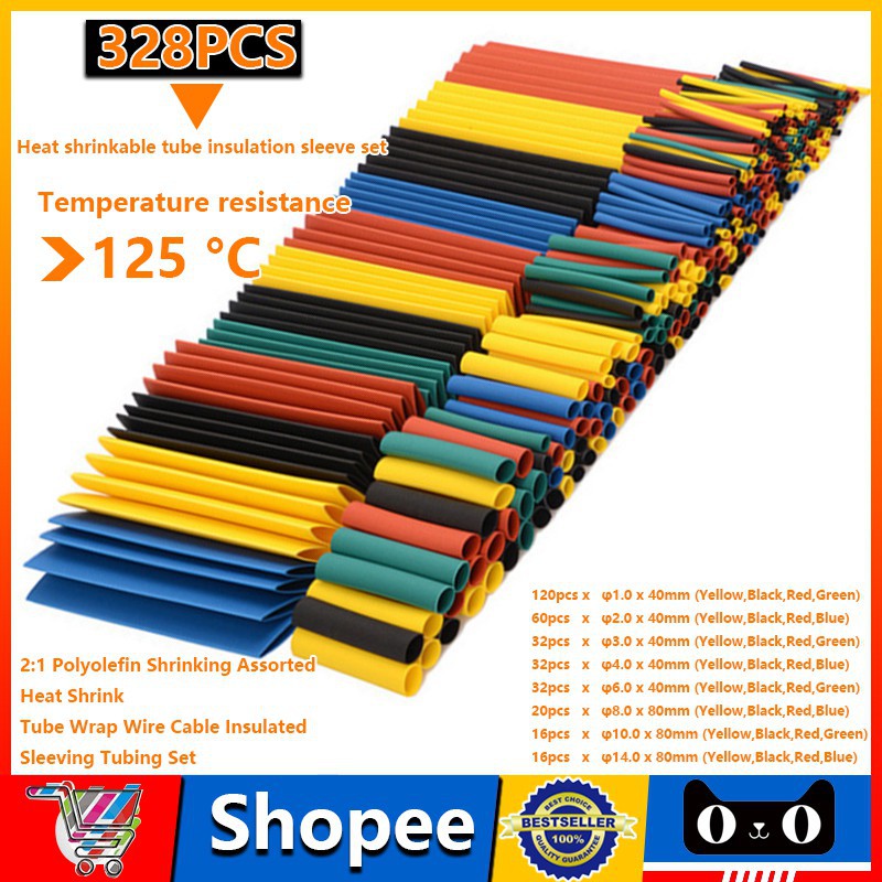164pcs /328pcs two style Polyolefin Heat Shrink Tube Wrap Wire Cable Insulated Sleeving Tubing Set