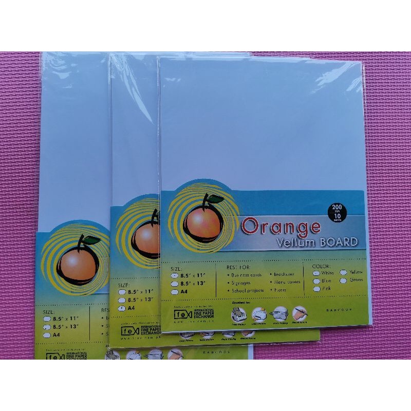 Orange Vellum Board 200gsm White (10 sheets) Shopee Philippines