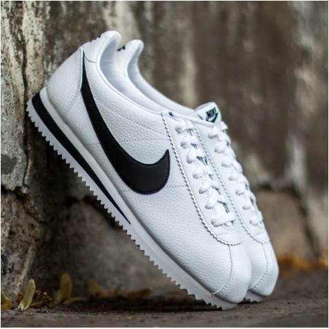 Wmns Classic Cortez Leather 'White Black' GOAT