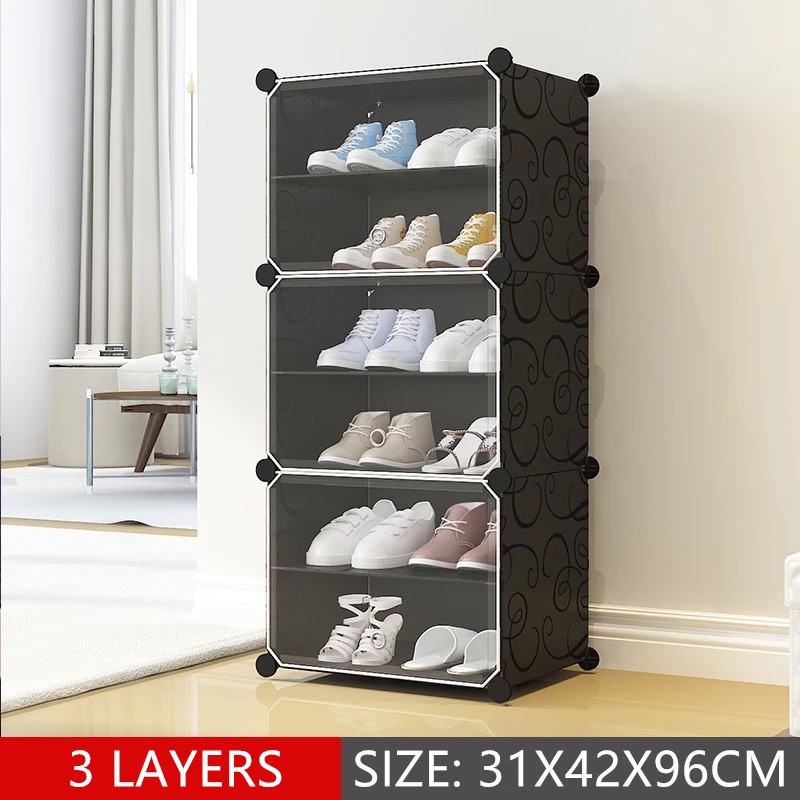 Transparent Shoe Rack Box 3 Layer Dust Proof Drawer Type Screwless