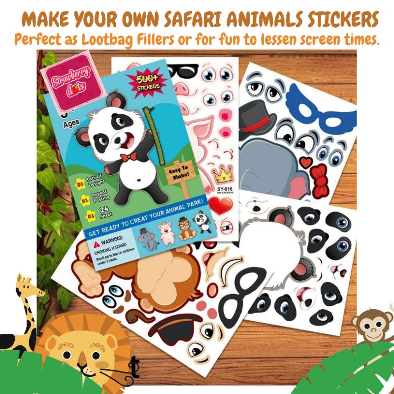 1pc Make your own Safari Animals Stickers Lootbag Fillers | Shopee  Philippines