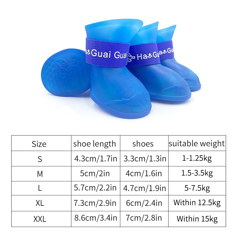 4pcs/set Pet Rain Shoes Dog Silicone Antiskid Rain Boots Multi-Color Pets Waterproof Shoes Puppy Rain Day Wear #5