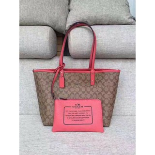coach reversible tote pink