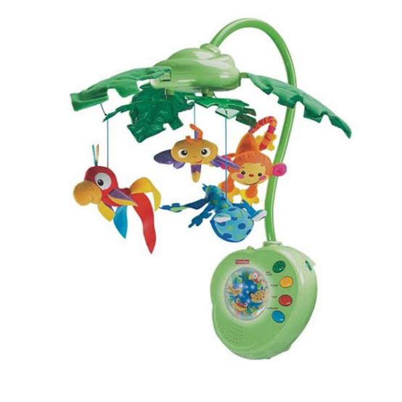 Pre loved Fisher Price Rainforest PeekABoo Leaves Musical Cot Mobile