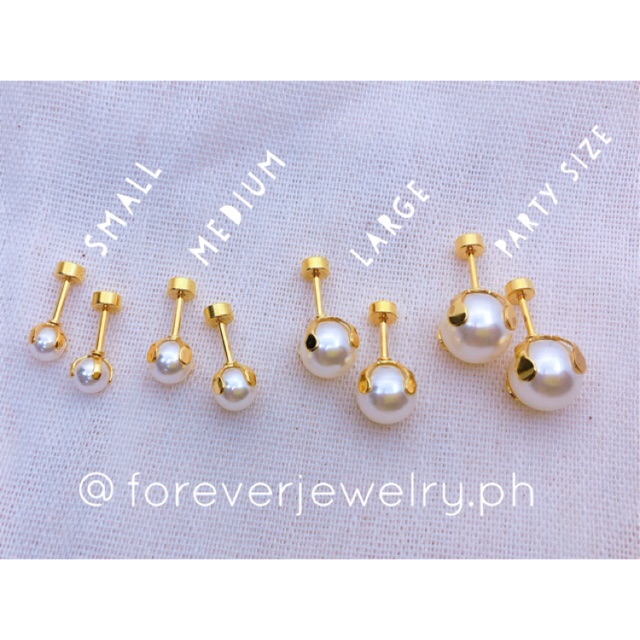 Sweet Side Stainless Crowned Pearl Screw Type De Roscas Earrings Shopee Philippines