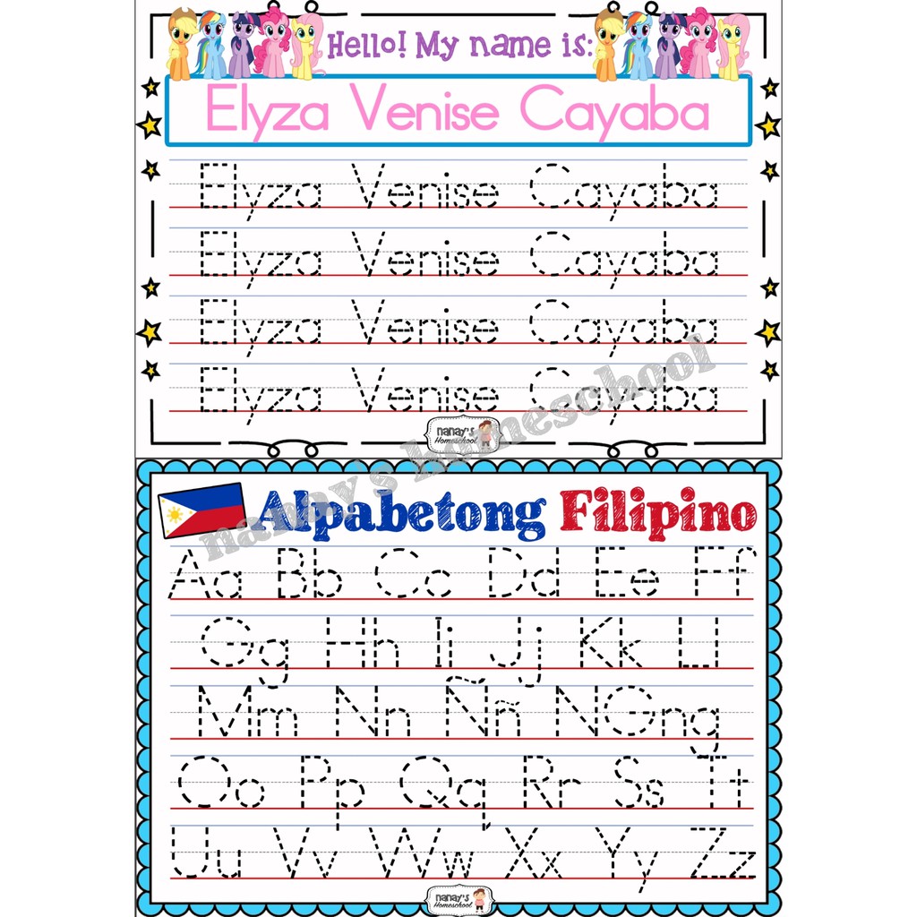 back2back laminated tracing worksheets personalized name alphabet numbers shapes lines shopee philippines