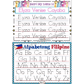 back2back laminated tracing worksheets personalized name alphabet numbers shapes lines shopee philippines