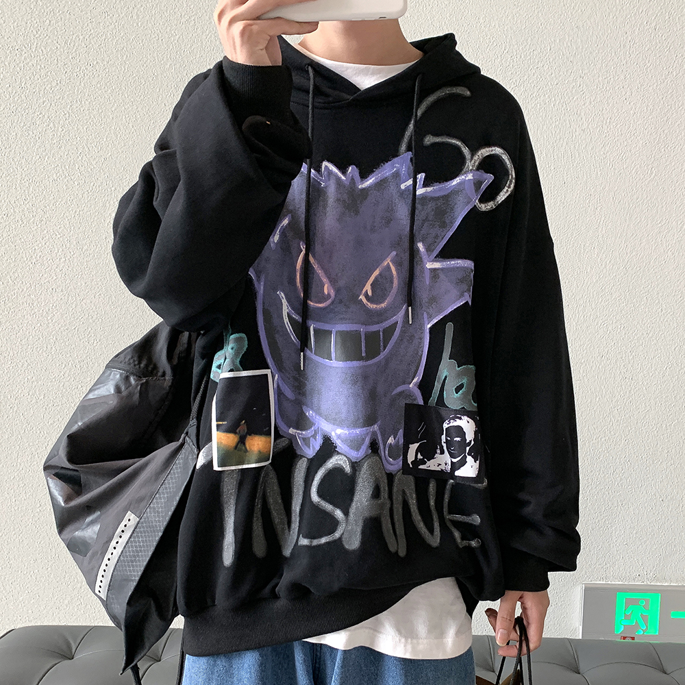 M 3xl High Street Style Loose Hoodies Men Art Graffiti Long Sleeve Top Big Size Sweatshirt Plus Velvet Mens Sweater Shopee Philippines