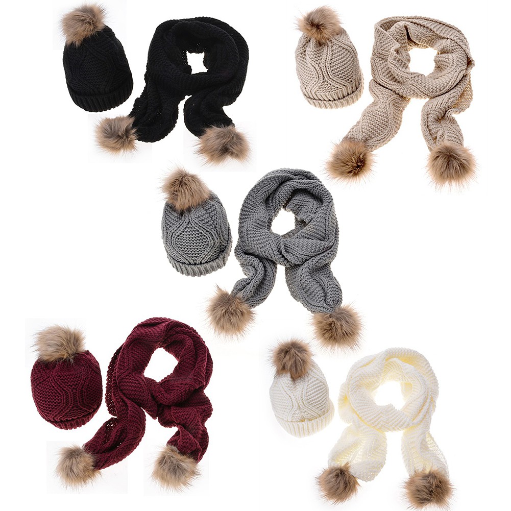 womens bobble hat and scarf set