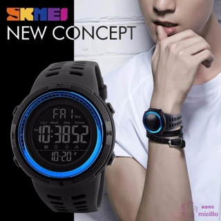 [100% Genuine]SKMEI New mens sports watch chronograph alarm clock digital watch 50M waterproof dual time countdown stopwatch 1251 #1